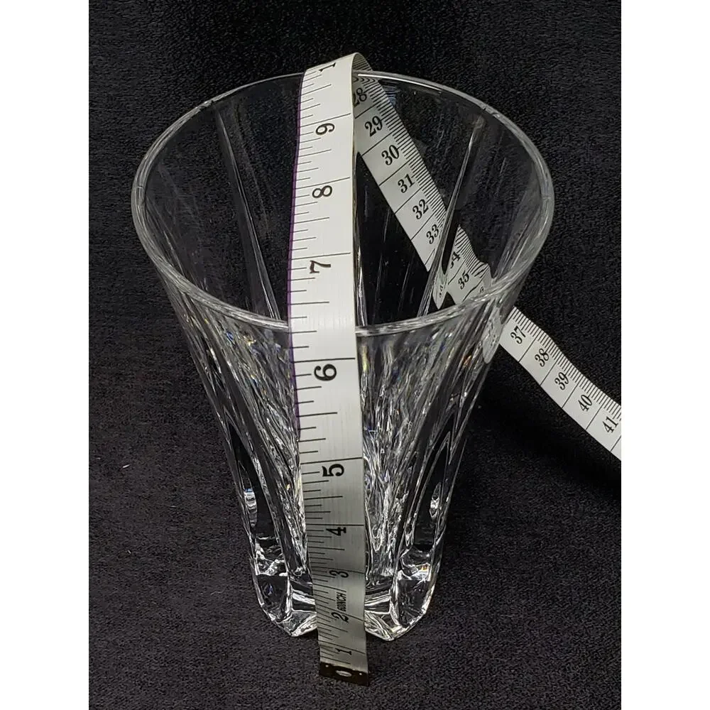 Lenox Crystal Oasis High Ball Glass Small Bud Vase Deep Vertical Cuts Side Foot